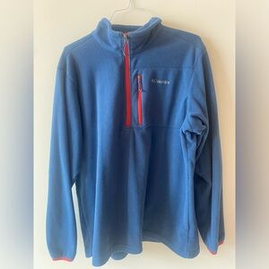 Columbia Men's Blue & Red Quarter-Zip Fleece, Size XL